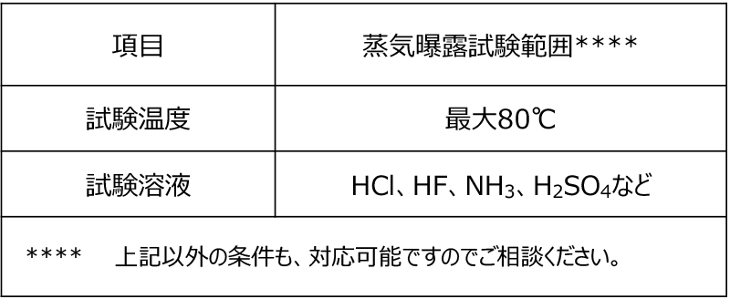 蒸気暴露試験条件
